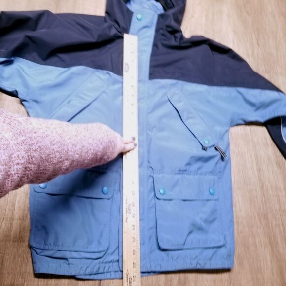 Lands End Zip Windbreaker, Hooded, Pockets, Women's Size M 10-12, Blue Gorp - Picture 16 of 16